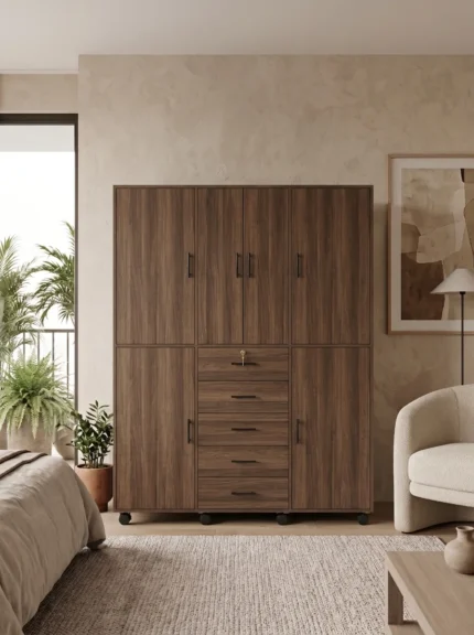 Closet Cómoda 150x160 cm con cuatro puertas y cajones