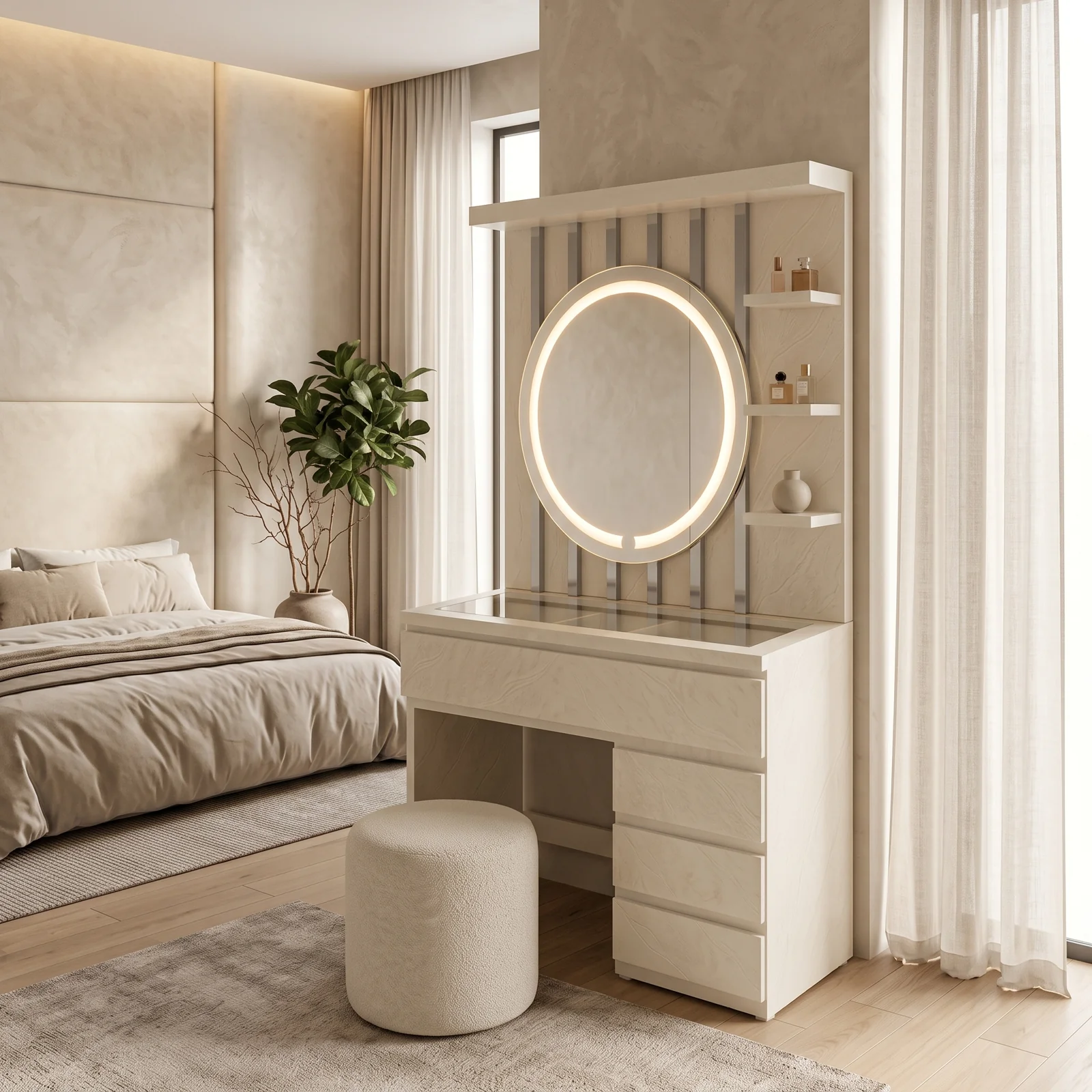 tocador-hollywood-luxury-100-luz-led-redondo-terciopelos Tocador Hollywood Luxury 1.00 m - Imagen 1
